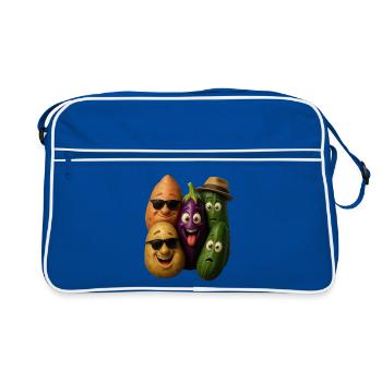Groupe de héros végétaux joyeux - Sac Retro - bleu/blanc - Devant