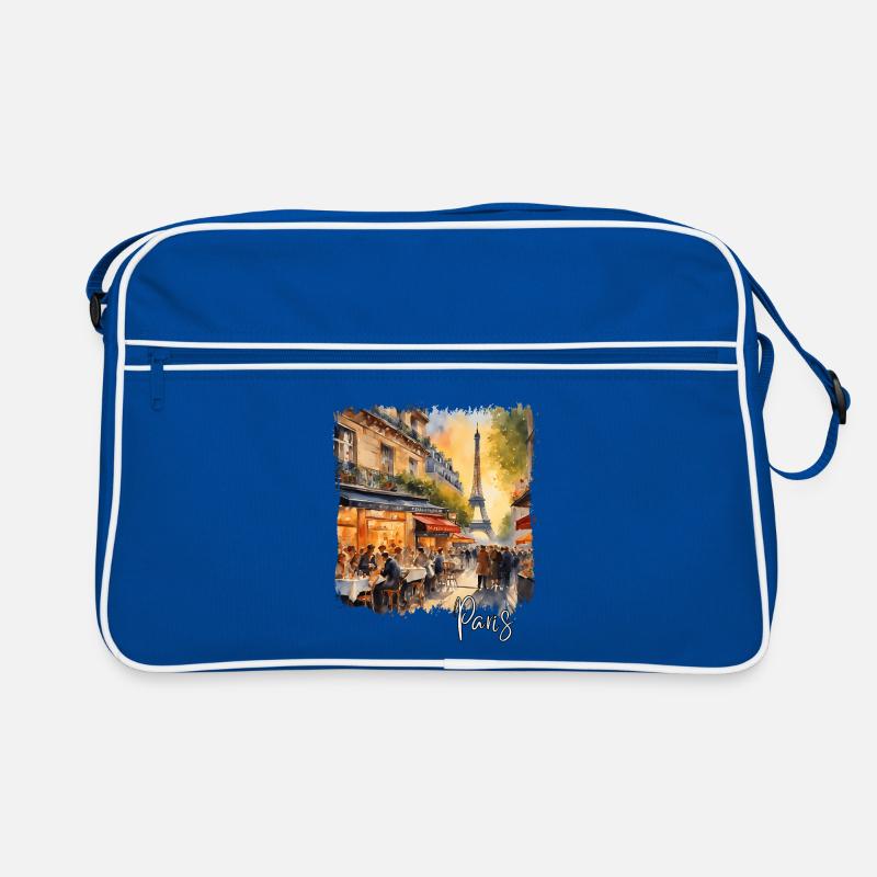 Pariser Aquarell, Paris, Frankreich - Retro Tasche - Blau/Weiß
