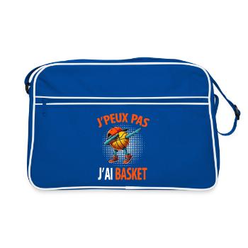 Ich kann nicht Basketball haben, Humor, Basketball - Retro Tasche - Blau/Weiß - Vorne