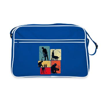 Hobby Gardener Allotment Gardening Gift - Retro Bag - blue/white - Front