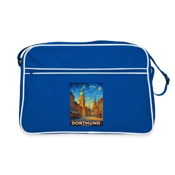 Dortmund Skyline Malerei - Retro Tasche - Blau/Weiß - Vorne