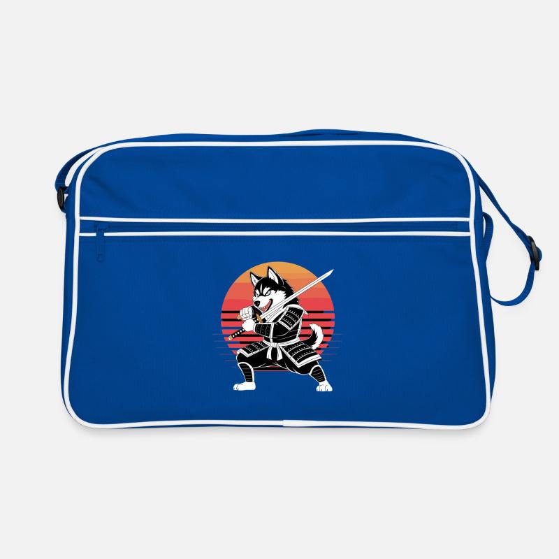  Husky Samurai Krieger Mit Katana Vor Retro Retro Tasche