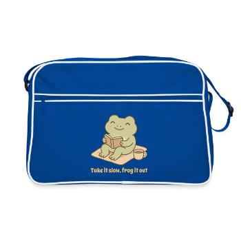 Reading Frog – Allez-y doucement Design - Sac Retro - bleu/blanc - Devant