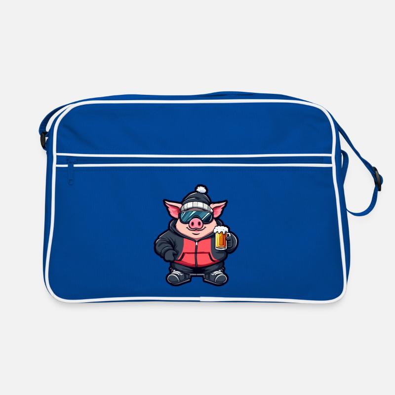 Sow Piglet Ski Goggles Skiing Retro Bag