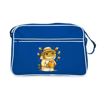 Grenouille apicultrice avec pot de miel – Bee Frog - Sac Retro - bleu/blanc - Devant