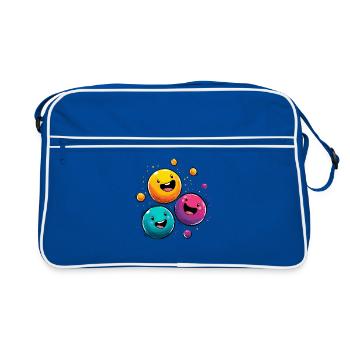 Kunterbunte Ballfreude - Retro Tasche - Blau/Weiß - Vorne
