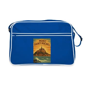 Mont Saint-Michel - Retro Tasche - Blau/Weiß - Vorne
