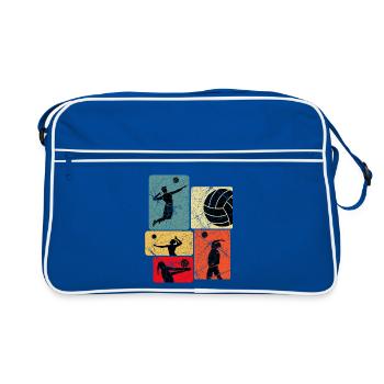 Volleyball Silhouettes Retro Color Blocks - Retro Bag - blue/white - Front