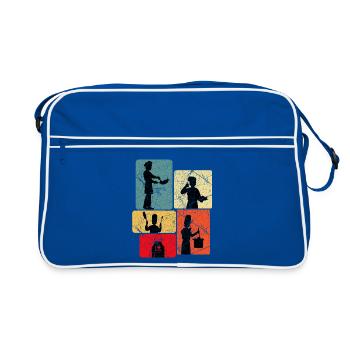 Motif des silhouettes des héros de cuisine - Sac Retro - bleu/blanc - Devant