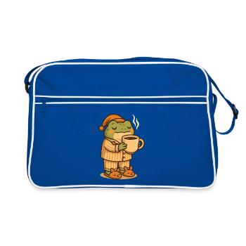 Kawaii Cozy Frog en pyjama – Frog Art - Sac Retro - bleu/blanc - Devant