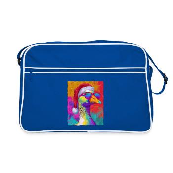 Goose Christmas Portrait - Retro Bag - blue/white - Front