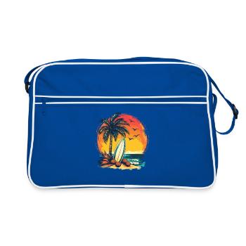 Sunset Palm Beach Surf - Retro Bag - blue/white - Front