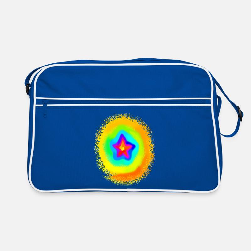 Regenbogenfarben bunter Farbverlauf Stern - Retro Tasche - Blau/Weiß