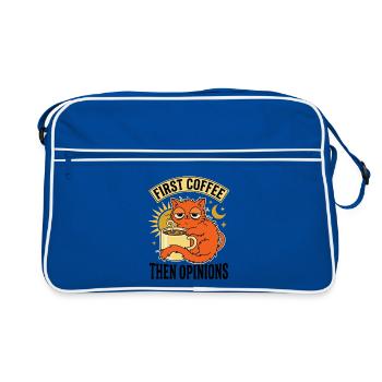 D’abord le café puis les opinions chat endormi mignon, drôle - Sac Retro - bleu/blanc - Devant