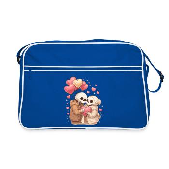 Couple squelette douillet avec ballons en forme de cœur – Amour - Sac Retro - bleu/blanc - Devant