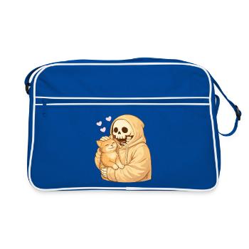 Squelette douillet avec chat – Proximité douce - Sac Retro - bleu/blanc - Devant
