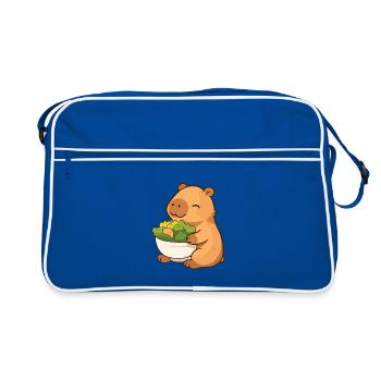 Capybara avec salade – détendue et mignonne - Sac Retro - bleu/blanc - Devant
