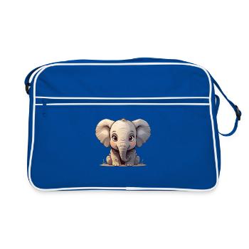 Dessin animé mignon bébé éléphant - Sac Retro - bleu/blanc - Devant