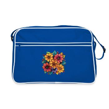 Design aux couleurs florales vibrantes - Sac Retro - bleu/blanc - Devant