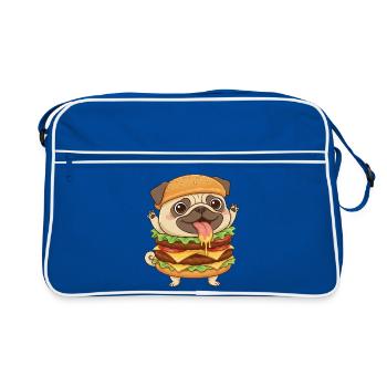 Mignon chien carlin Fast-food Cheeseburger - Sac Retro - bleu/blanc - Devant