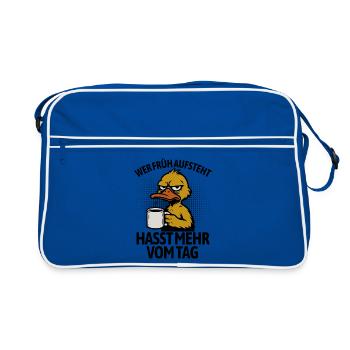 Duck - If you get up early, you hate more of the day - Retro Bag - blue/white - Front