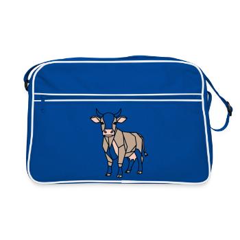 Vache géométrique Low Poly Modern - Sac Retro - bleu/blanc - Devant