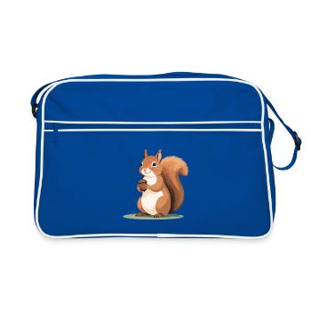 Caricature d’écureuil avec gland - Sac Retro - bleu/blanc - Devant