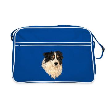 Chien à faible polygone – Conception artistique géométrique de chien - Sac Retro - bleu/blanc - Devant