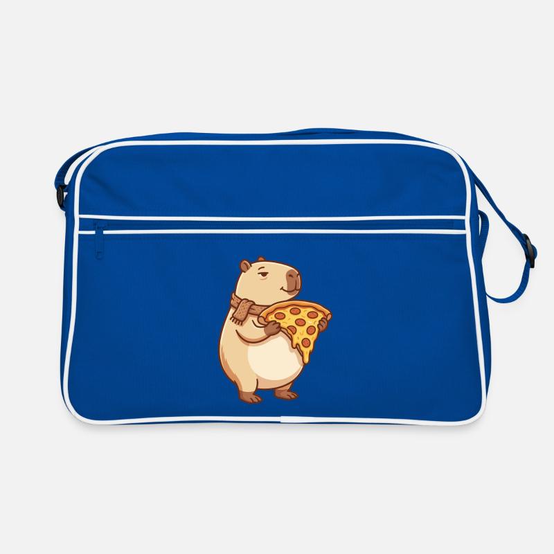 Pizza Capybara mit schmelzendem Käse Retro Tasche