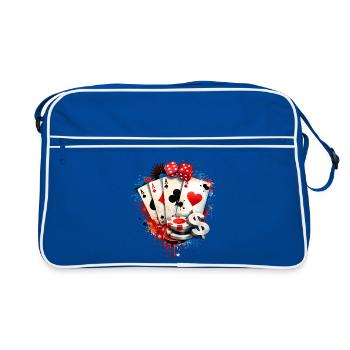 Poker Cards & Dice Casino Illustration - Retro Bag - blue/white - Front