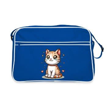 Samtpfoten Sternenglanz-Kätzchen - Retro Tasche - Blau/Weiß - Vorne