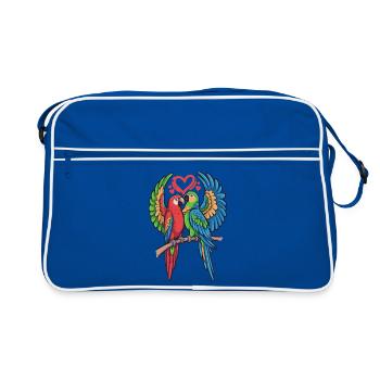 Duo de perroquets d’amour dans le style tropical - Sac Retro - bleu/blanc - Devant