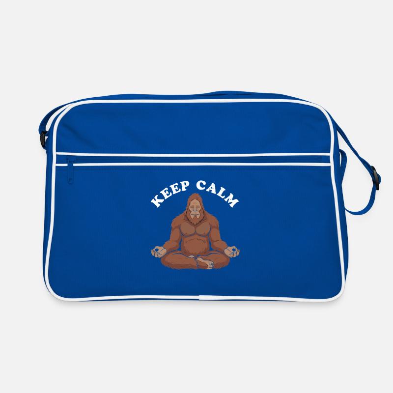 Orangutan Meditation Keep Calm - Retro Tasche - Blau/Weiß