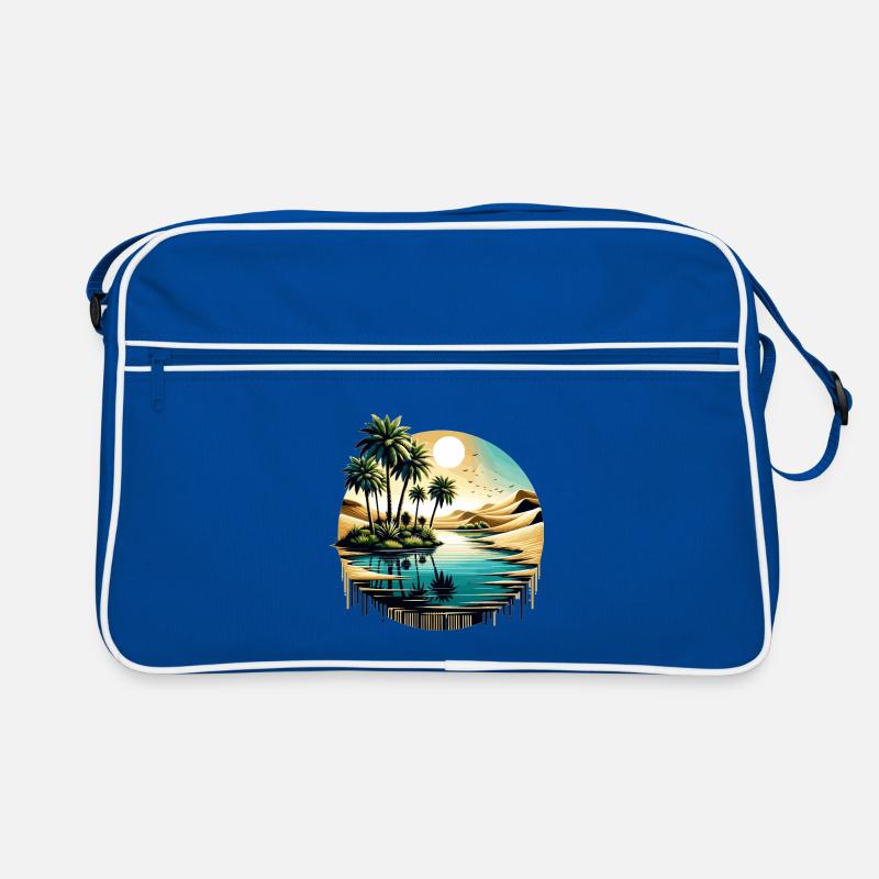 Desert Palm Tree at Ocean Circle Retro Bag