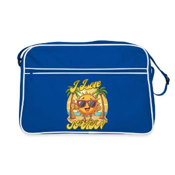 I Love Spain Sun Beach Cartoon - Retro Bag - blue/white - Front