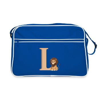 L-Lion Lettre L avec Lion - Sac Retro - bleu/blanc - Devant