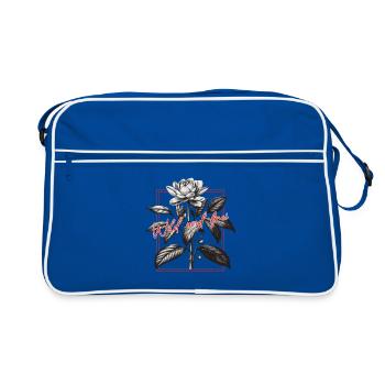 Vintage Blumen Design - Retro Tasche - Blau/Weiß - Vorne