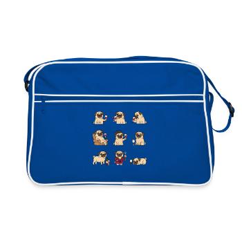 Carlin drôle Vin Chien Amoureux du vin - Sac Retro - bleu/blanc - Devant