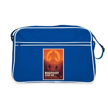 Bigfoot hat mich gesehen | Outdoor Humor - Retro Tasche - Blau/Weiß - Vorne