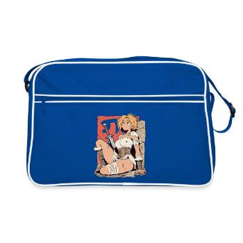 Blonde warrior with sword in manga style - Retro Bag - blue/white - Front