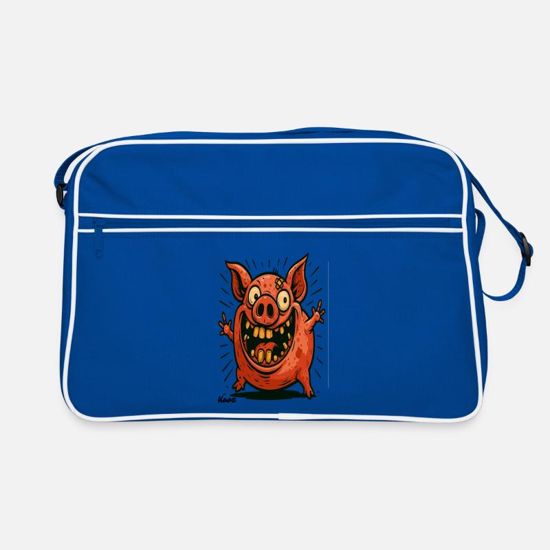 Crazy red pig in comic style Retro Bag