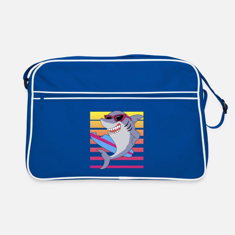 Requin surfeur rétro avec lunettes de soleil graphique Sac Retro