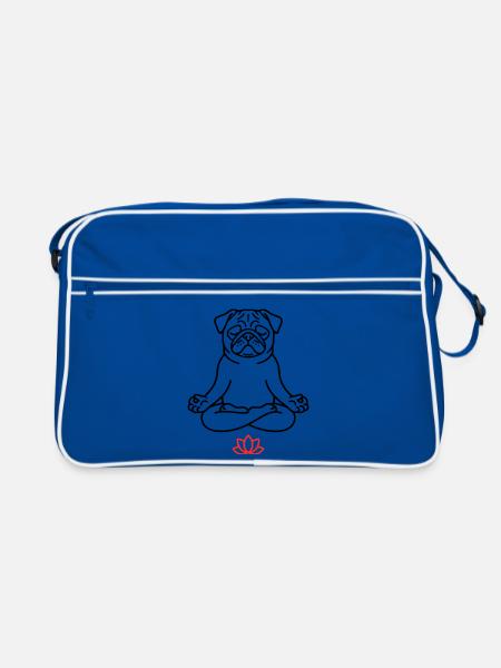 Pug Dog Zen Coloring Book - Retro Bag - blue/white - Front