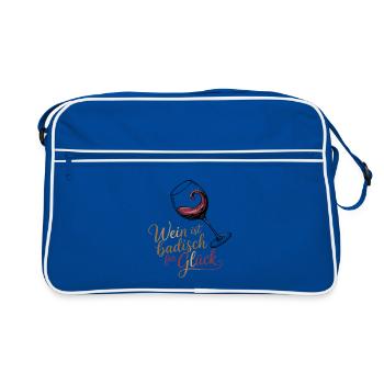  Wein Ist Badisch Für Glück Badischer Wein Spruch - Retro Tasche - Blau/Weiß - Vorne