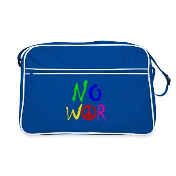 PAS DE GUERRE – Déclaration pour la paix contre la guerre - Sac Retro - bleu/blanc - Devant
