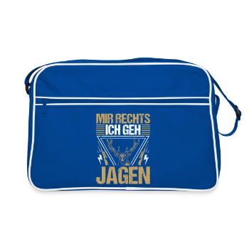 Jagd Jagen Waidmann Jäger - Retro Tasche - Blau/Weiß - Vorne