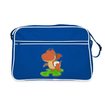 Dragon Painter Brush Painting - Retro Bag - blue/white - Front