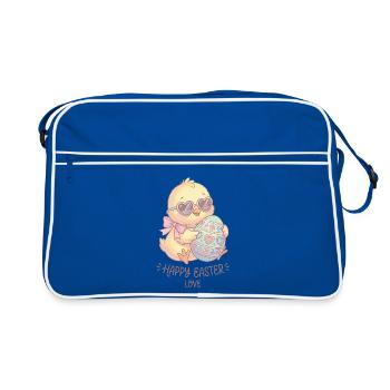 Œufs de Pâques poulet pastel avec lunettes en cœur - Sac Retro - bleu/blanc - Devant