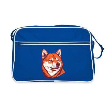 Shiba Inu Portrait - Retro Tasche - Blau/Weiß - Vorne