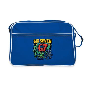 Six Seven 67 Italian Brainrot Nerd Humor Funny - Retro Bag - blue/white - Front
